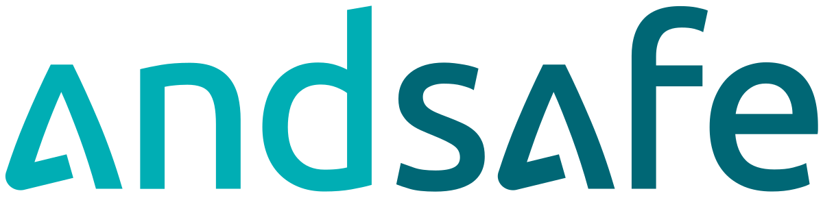 Logo von Andsafe in blauen und grünen Farben mit modernem Schriftzug.