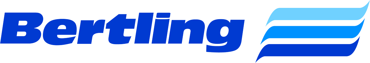 Logo der Bertling Gruppe in blauer Schrift mit stilisierten Wellenlinien.