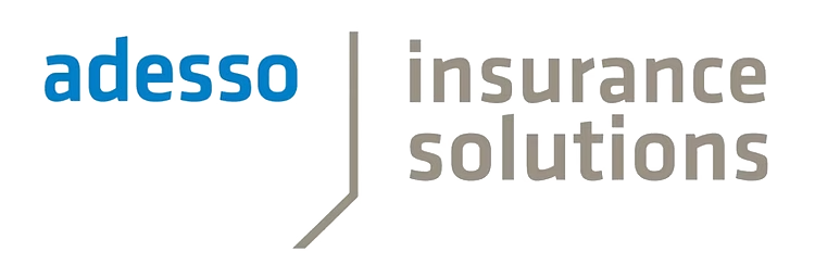 Logo von Adesso Versicherungs-Lösungen in blauer und grauer Schrift.