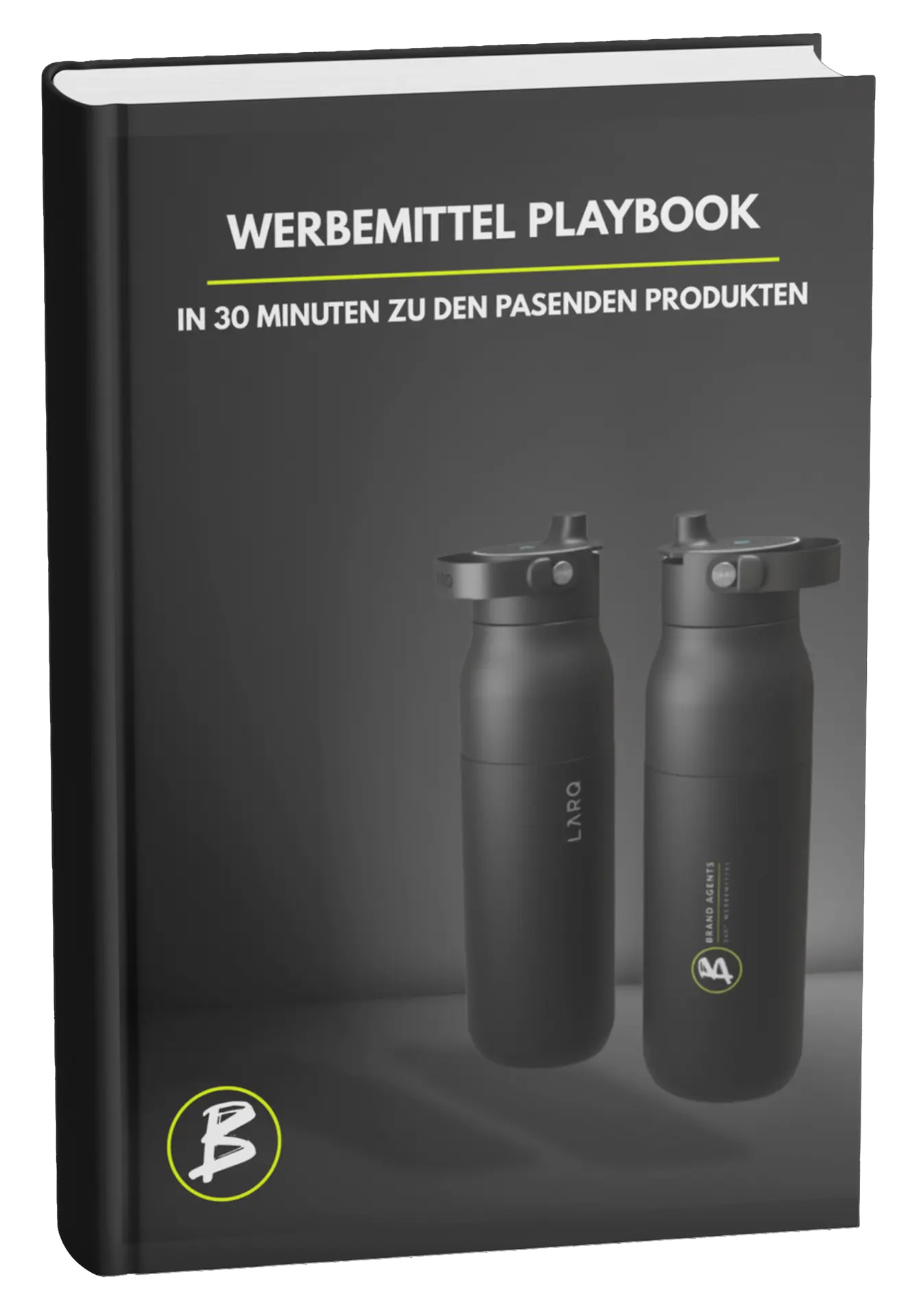 Schwarzes Playbook mit zwei schwarzen Trinkflaschen auf dem Cover.